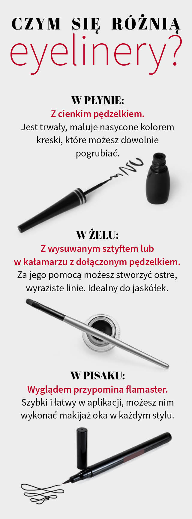 eyeliner, eyeliner w płynie, eyeliner w żelu, eyeliner w pisaku, eyeliner w kałamarzu, makijaż oka, kreska pod okiem, jaskółka