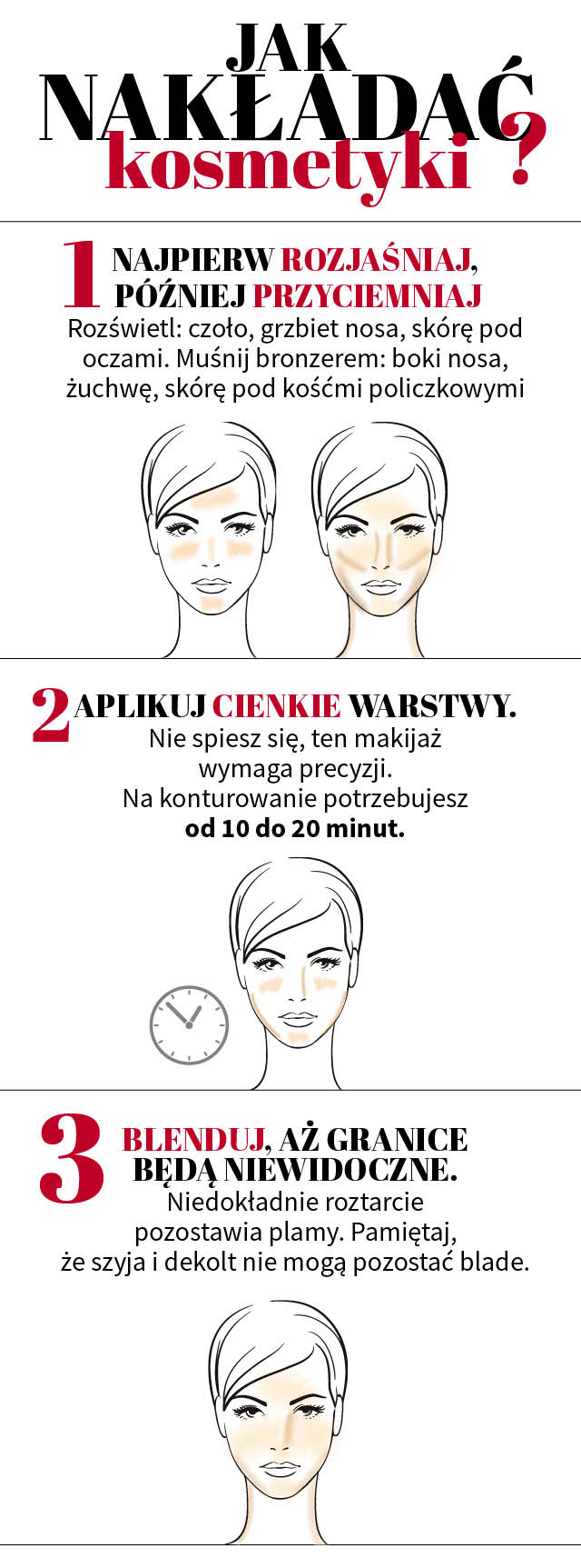 konturowanie, kolejność, rozświetlanie, bronzer, makijaż twarzy,