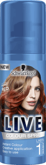 Schwarzkopf, Live Color, makijaż do włosów w sprayu, Fiery Red, 100 ml, nr kat. 272535