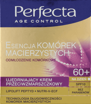 Perfecta, Esencja Komórek Macierzystych 60+, ujędrniający krem przeciwzmarszczkowy, na dzień, SPF 10, 50 ml, nr kat. 199497