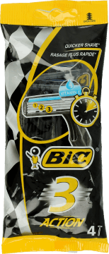 BiC, 3 Action, maszynka do golenia dla mężczyzn, 3 ostrzowa, 4 szt., nr kat. 198996