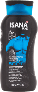 Isana Men, żel pod prysznic, Body 3w1, 300 ml, nr kat. 218377