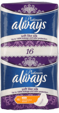 Always, Platinum Ultra Normal Plus, podpaski higieniczne ze skrzydełkami, 16 szt., nr kat. 161166