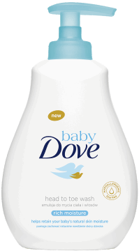 Baby Dove, Rich Moisture, emulsja do mycia ciała i włosów, 400 ml, nr kat. 258320