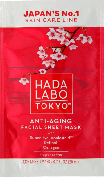 Hada Labo Tokyo, Anti-Aging Facial Sheet Mask, przeciwzmarszczkowa maska nawilżająca na tkaninie, 1 szt., nr kat. 260941