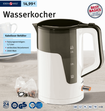 Ideenwelt, czajnik elektryczny, 1 szt., nr kat. 234386