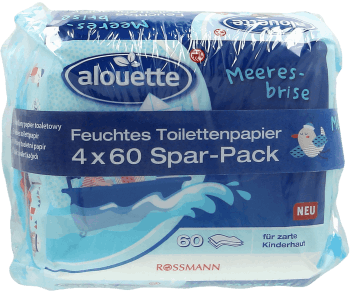 alouette, wilgotny papier toaletowy o zapachu morskiej bryzy, 4x60 szt., nr kat. 123842