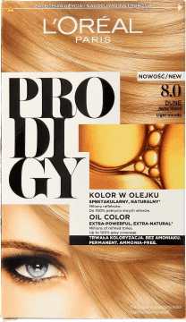 L’Oréal Paris, Prodigy, farba do włosów bez amoniaku, 8.0 jasny blond, 1 szt., nr kat. 183951