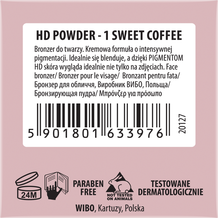 WIBO,bronzer do twarzy HD nr 01 Sweet Coffee,tył