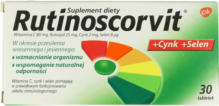 RUTINOSCORVIT,suplement diety wspomagający naturalną odporność + Cynk + Selen,przód