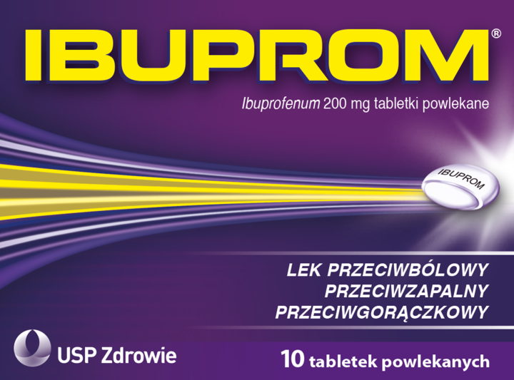 IBUPROM,200 mg, przeciwbólowe tabletki powlekane,przód