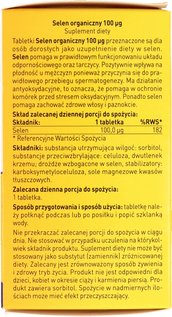 WALMARK,Selen Organiczny 100 µg suplement diety,tył