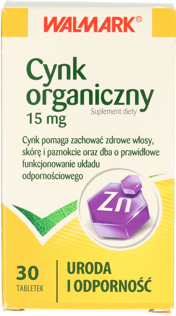 WALMARK,Cynk Organiczny 15 mg suplement diety, uroda i odporność,przód