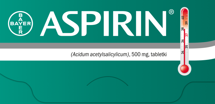 ASPIRIN,500 mg, tabletki przeciwbólowe,tył