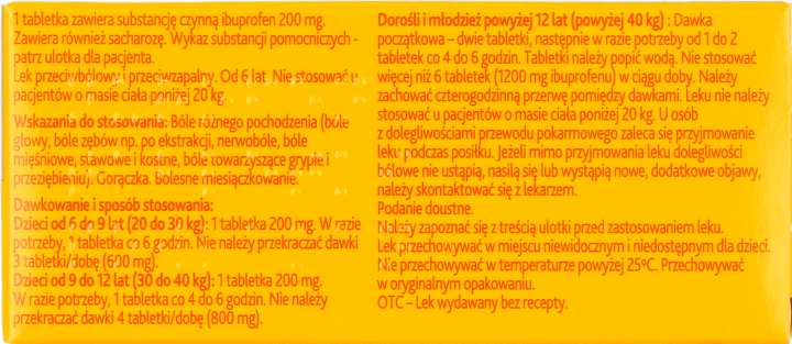 NUROFEN,200 mg, tabletki powlekane, przeciwbólowe i przeciwzapalne, od 6 lat,tył