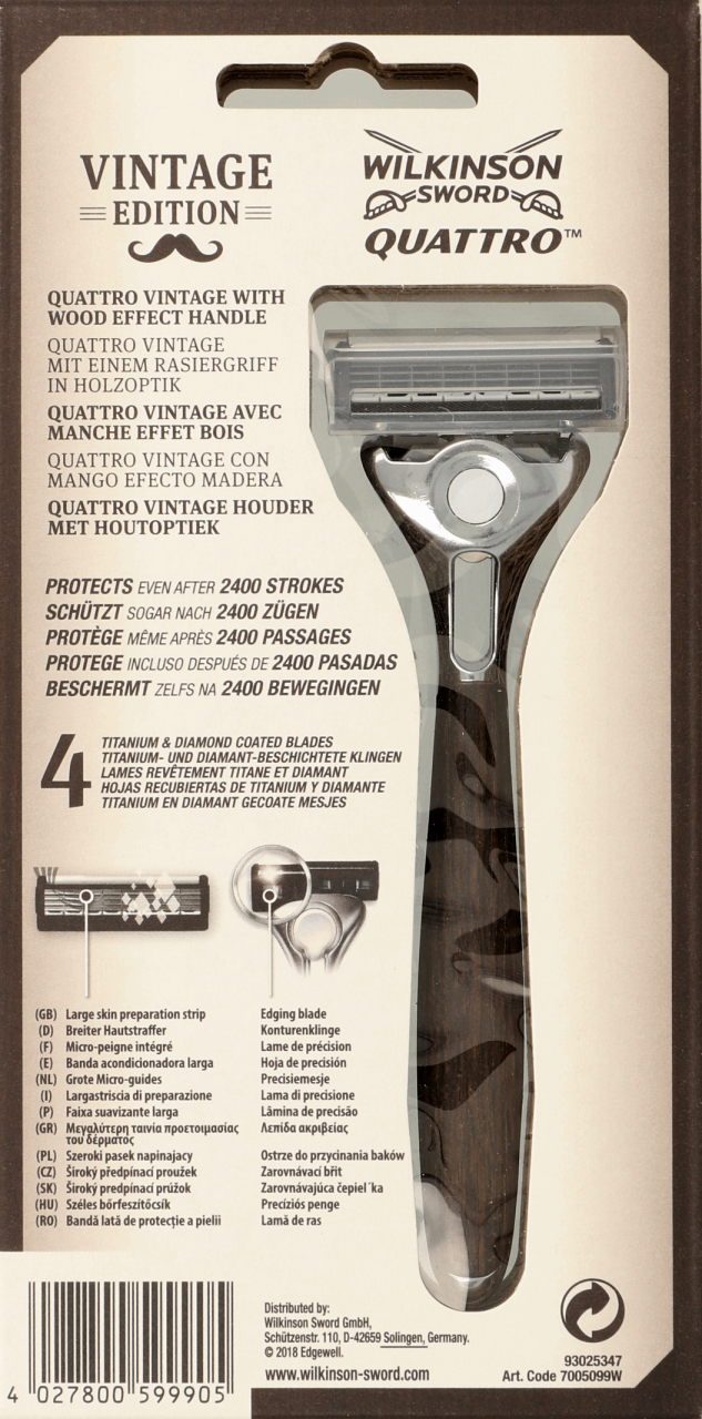 Ostrze W Maszynce Do Golenia Krzyżówka WILKINSON SWORD, Quattro Titanium Vintage Edition, maszynka do golenia