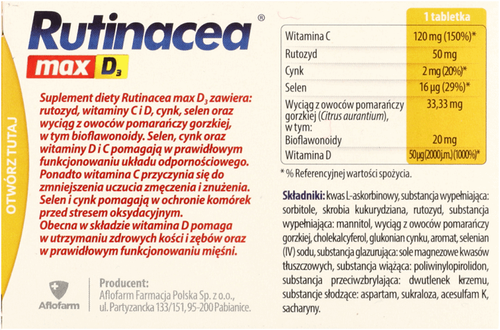 RUTINACEA,suplement diety D3,tył