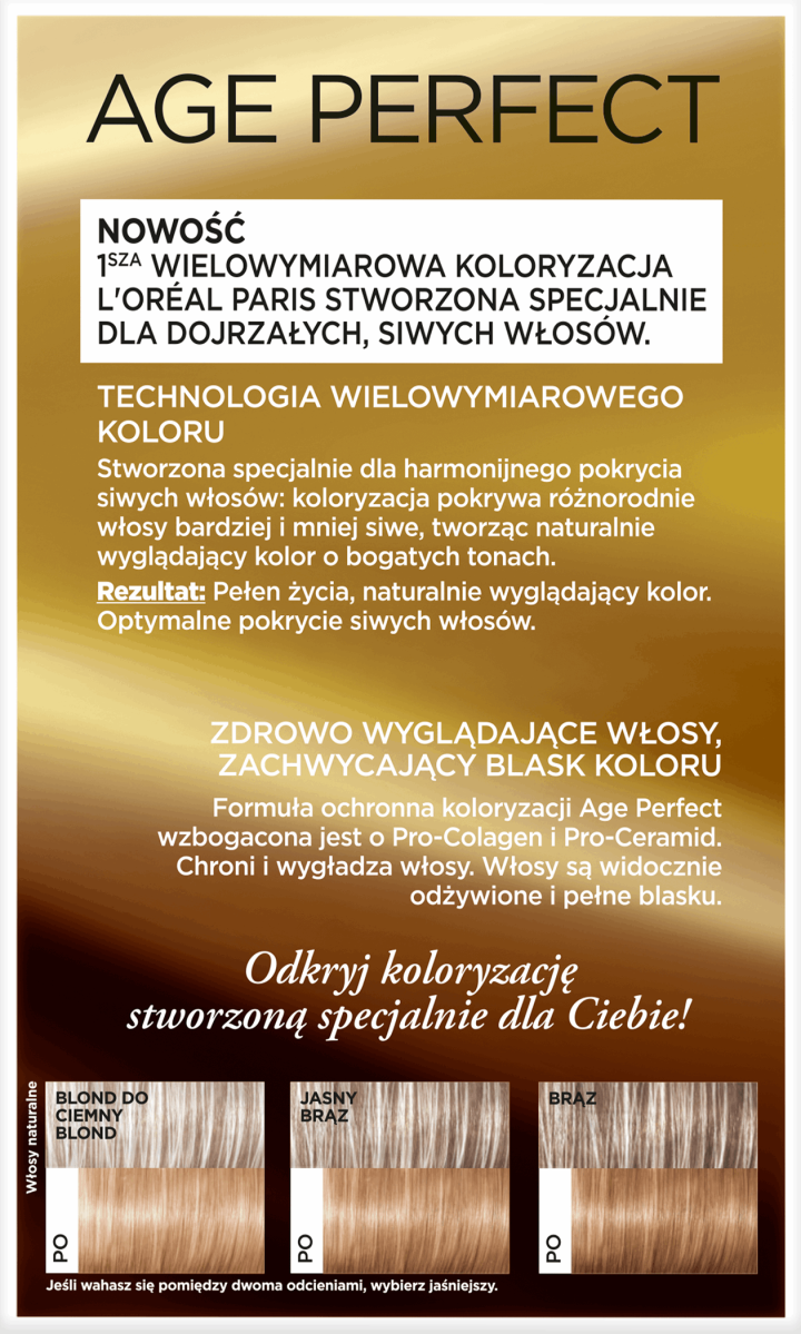 L'ORÉAL PARIS,wielowymiarowa koloryzacja upiększająca, nr 7.31 Karmelowy Blond,tył