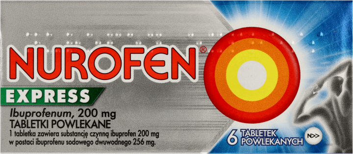 NUROFEN,tabletki powlekane, przeciwbólowe i przeciwzapalne, Ibuprofenum 200 mg,przód