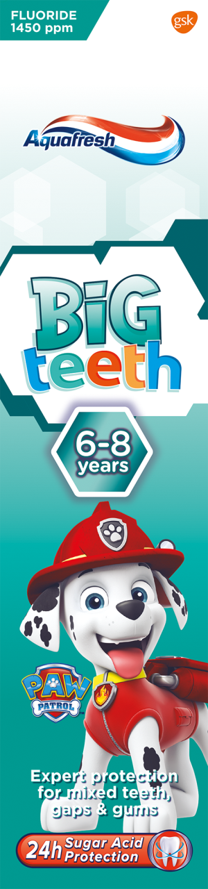 AQUAFRESH,pasta do zębów dla dzieci 6-8 lat, Psi Patrol,tył