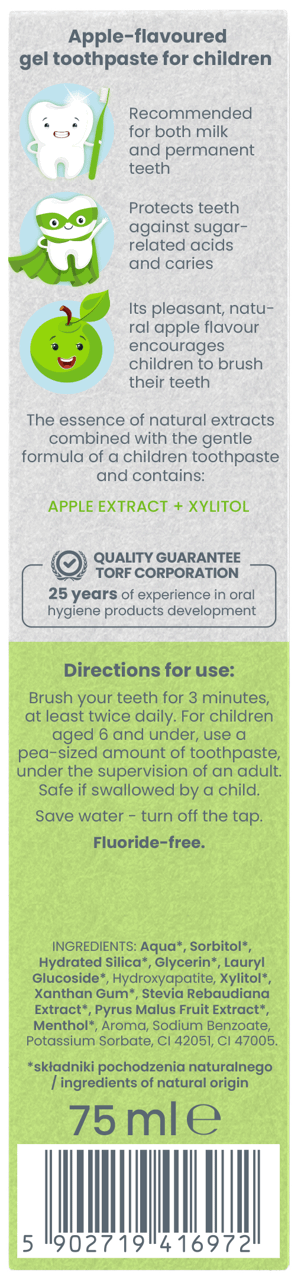 ONCHILDREN,pasta do zębów dla dzieci, jabłko,lewa