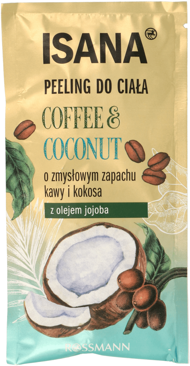 ISANA,peeling o zmysłowym zapachu kawy i kokosa z olejkiem jojoba,przód