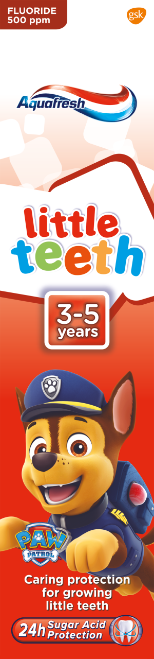 AQUAFRESH,pasta do zębów dla dzieci Psi Patrol, 3-5 lat,tył