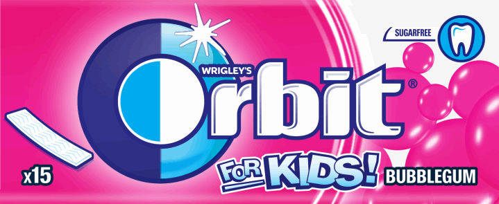 WRIGLEY'S ORBIT,guma do żucia dla dzieci w listkach,przód