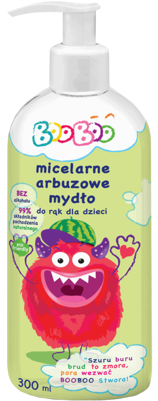 BOOBOO,micelarne arbuzowe mydło do rąk dla dzieci,przód