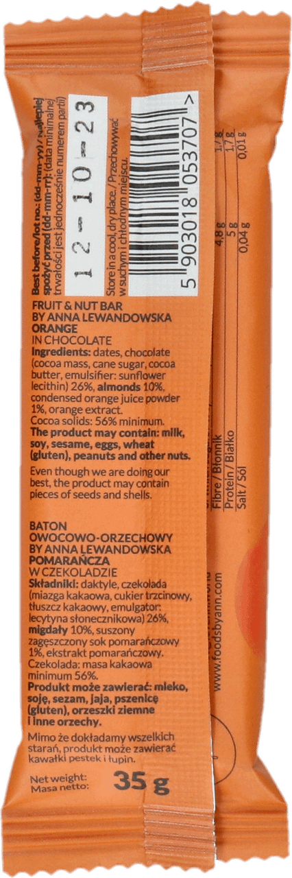 FOODS BY ANN,baton owocowo-orzechowy Pomarańcza w czekoladzie,tył