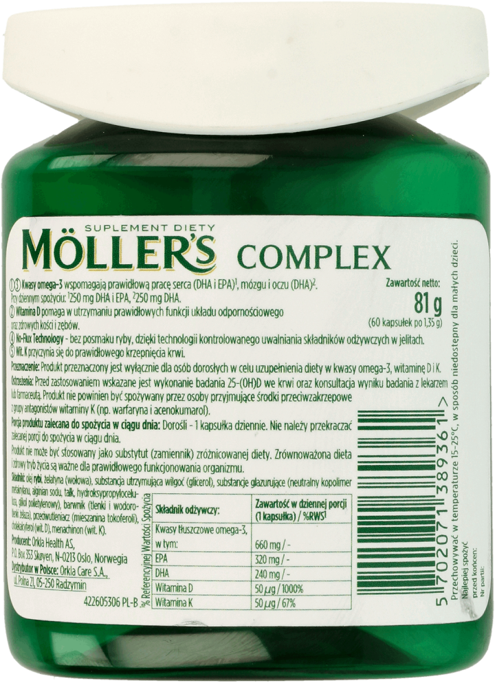 MÖLLER'S, Complex, suplement diety, omega-3 D3, K2, 60 szt. | Drogeria ...