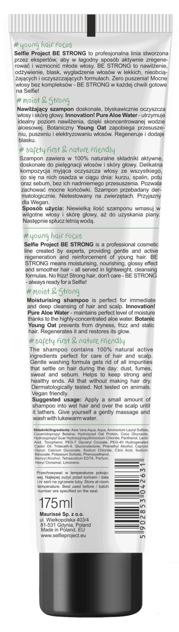 SELFIE PROJECT,szampon do włosów normalnych i suchych,tył
