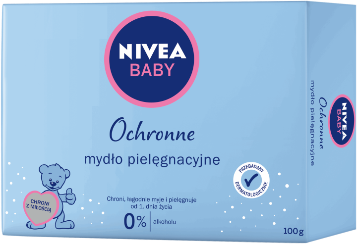 NIVEA BABY,ochronne mydło pielęgnujące dla dzieci,przód