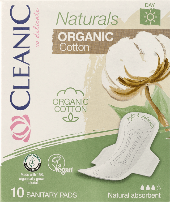 CLEANIC,podpaski higieniczne ze skrzydełkami na dzień Organic Cotton,przód