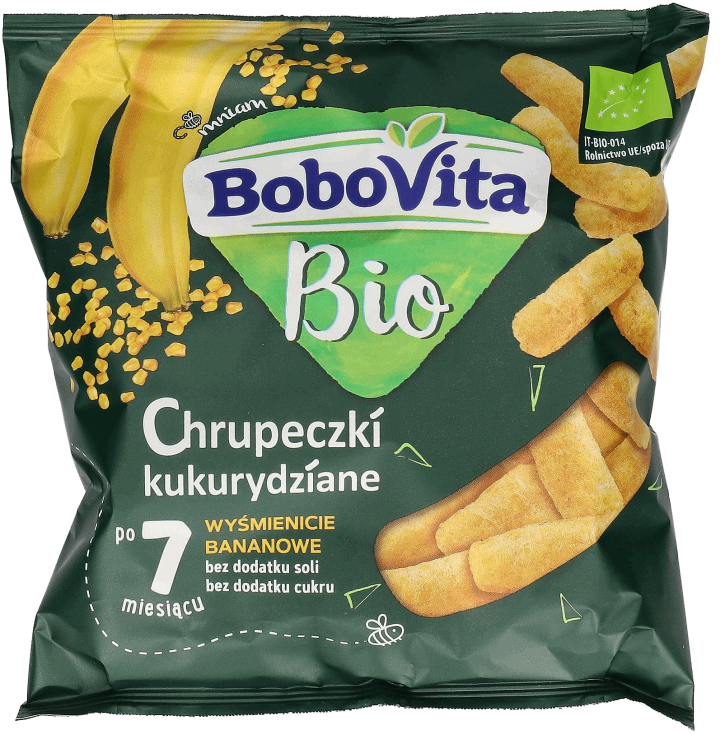 BOBOVITA,chrupeczki kukurydziane wyśmienicie bananowe, po 7. m-cu,przód