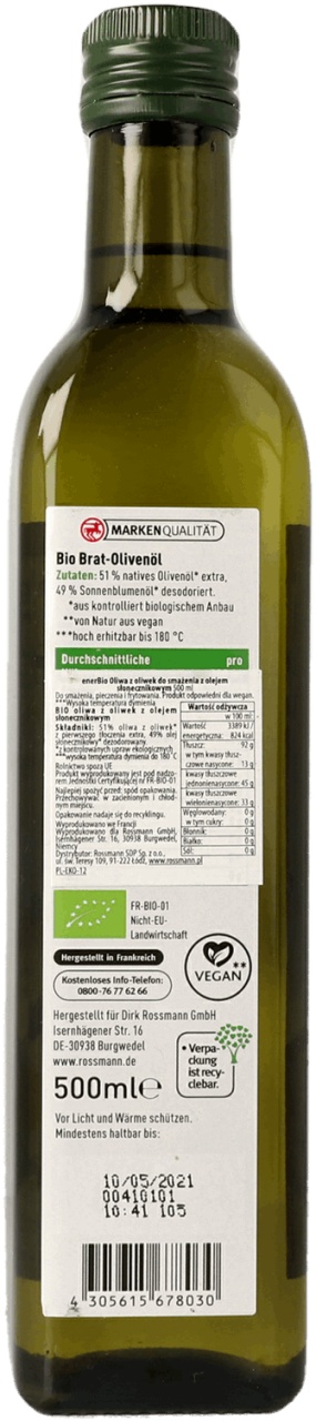 ENERBIO,oliwa z oliwek do smażenia z olejem słonecznikowym,tył