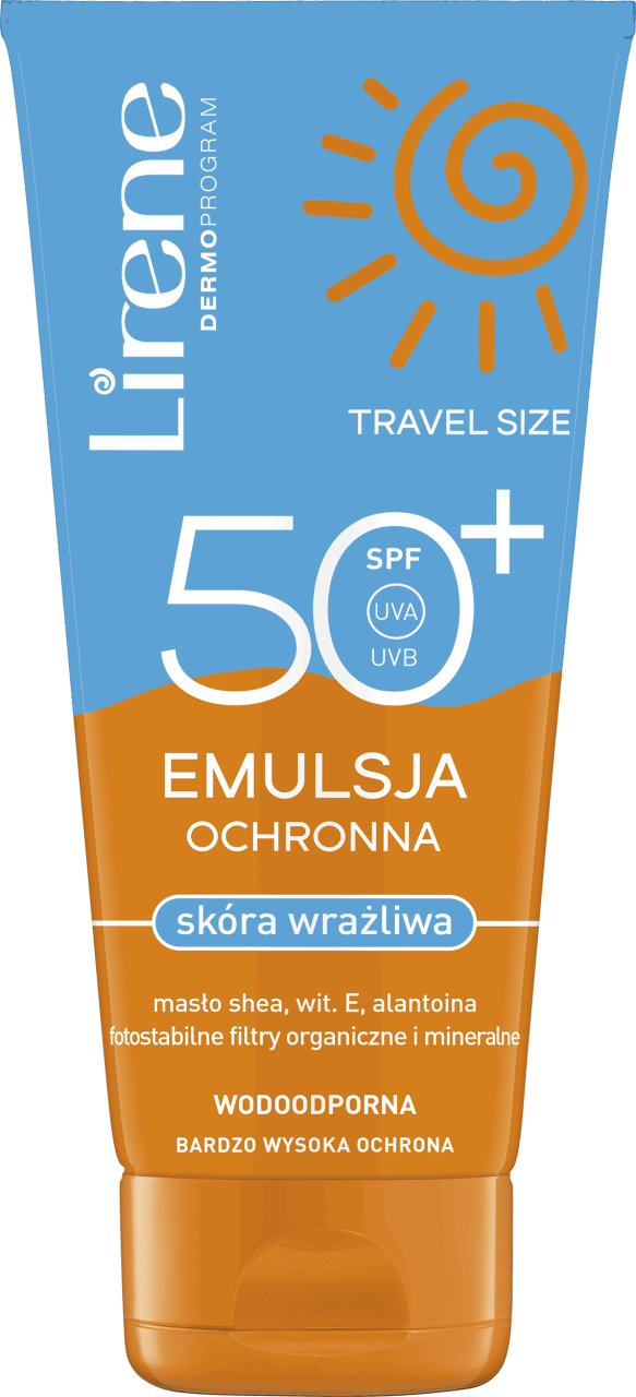 Lirene Emulsja Ochronna Spf 50 LIRENE, emulsja ochronna, skóra wrażliwa bardzo wysoka ochrona, SPF 50+, 90 ml | Drogeria