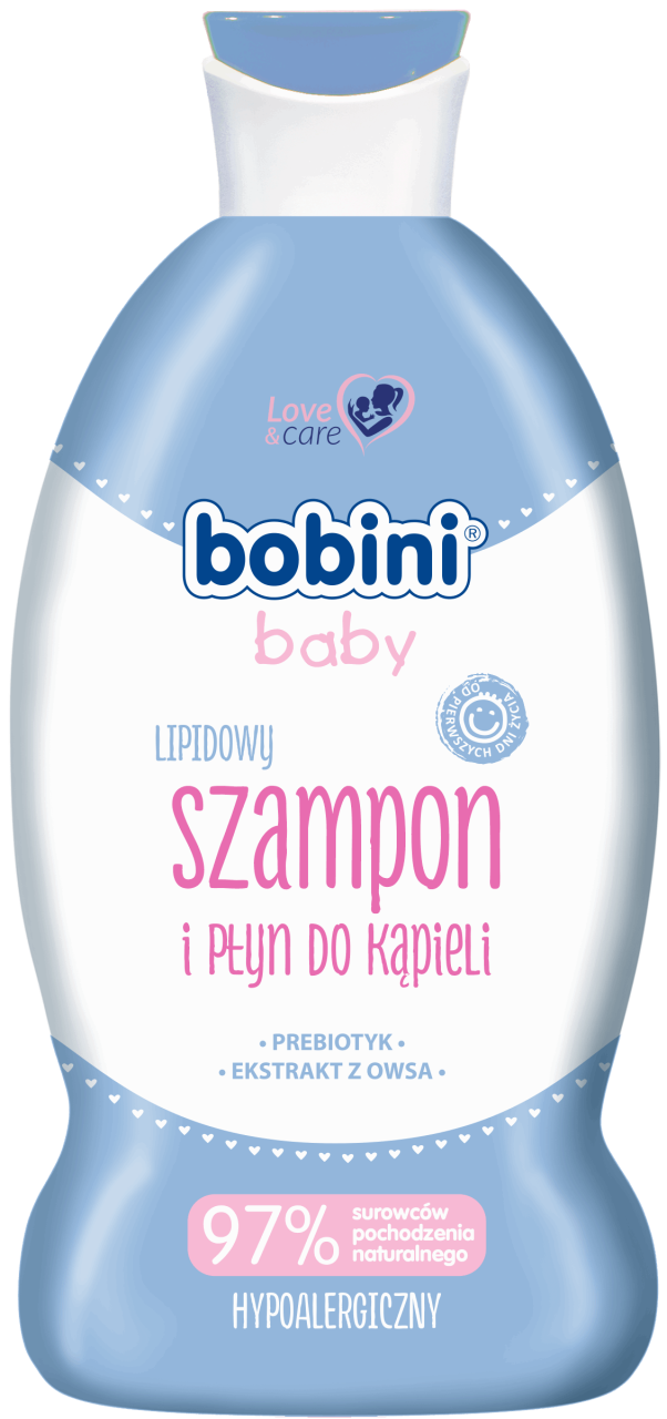 BOBINI,lipidowy szampon i płyn do kąpieli hypoalergiczny,przód