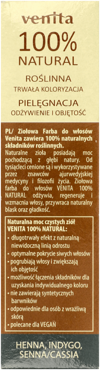 VENITA,ziołowa farba do włosów nr 4.34 Orzechowy Brąz,lewa