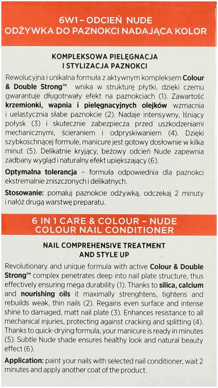 EVELINE COSMETICS,skoncentrowana odżywka do paznokci nadająca kolor, 6w1, Nude,tył