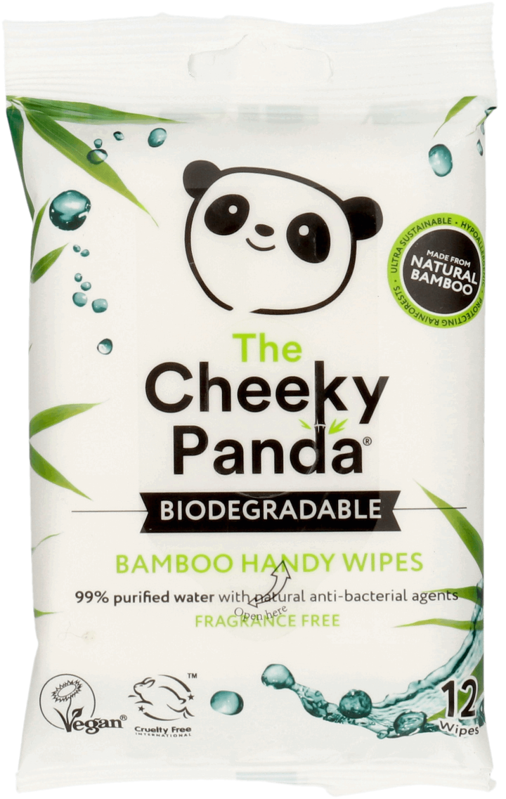 THE CHEEKY PANDA,biodegradowalne chusteczki nawilżane z naturalnego bambusa,przód