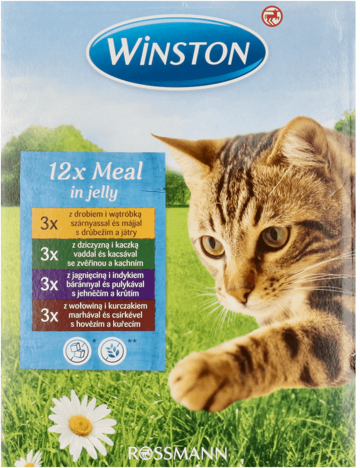 WINSTON,karma pełnoporcjowa, mokra dla dorosłych kotów w galaretce,przód
