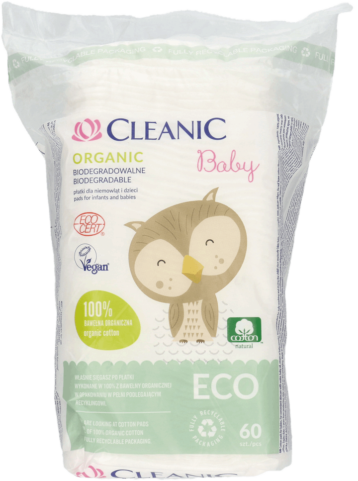 CLEANIC,biodegradowalne płatki dla niemowląt i dzieci,przód