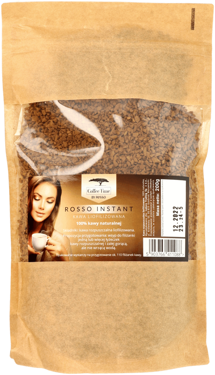 COFFE TIME BY ROSSO,kawa liofilizowana, 100% kawy naturalnej, instant,przód