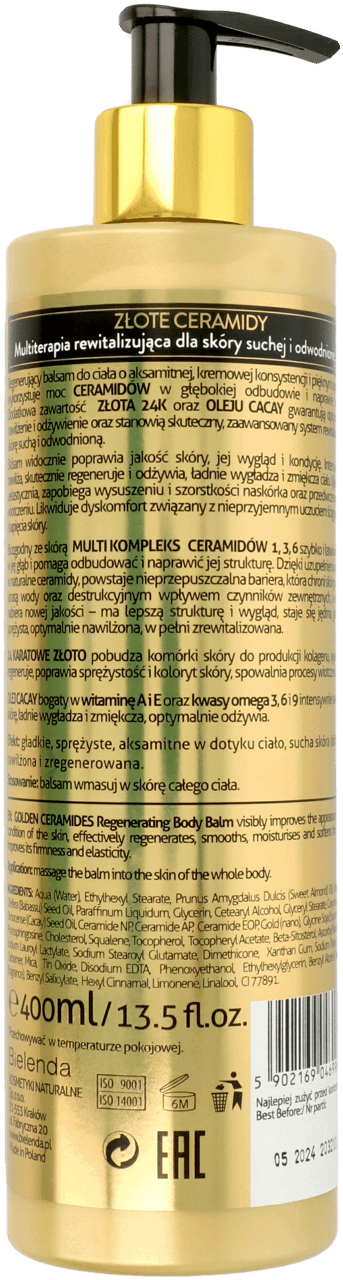 BIELENDA, Złote Ceramidy, regenerujący balsam do ciała do skóry suchej i  odwodnionej, 400 ml | Drogeria Rossmann.pl