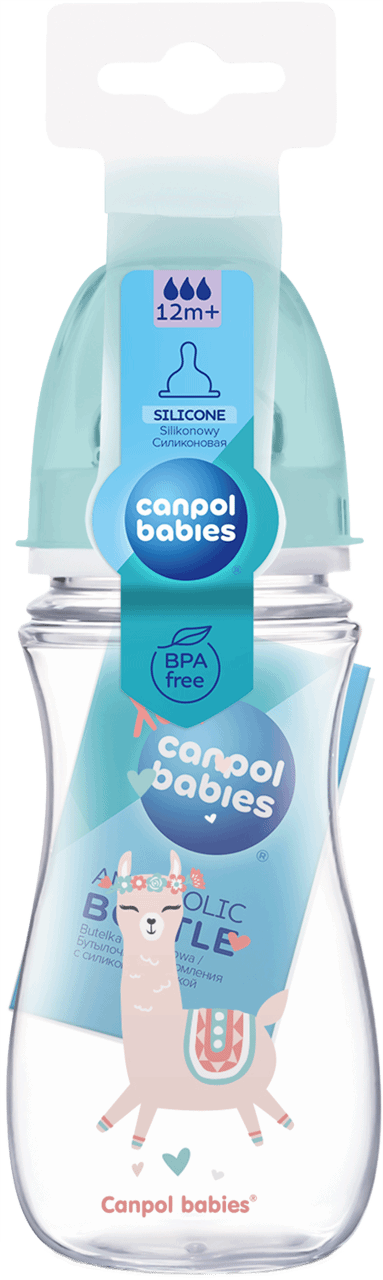 CANPOL BABIES,butelka antykolkowa 12m+, 300 ml,tył