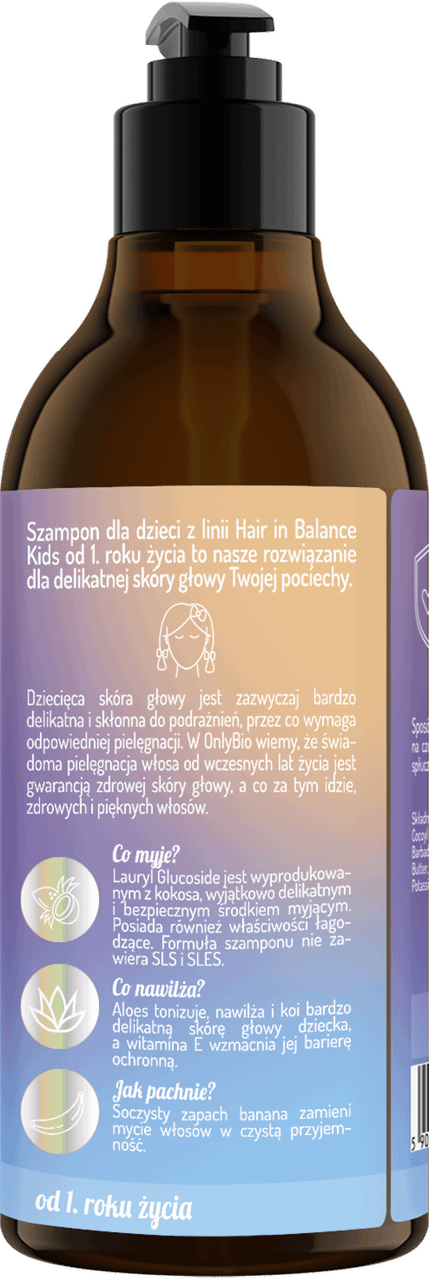 ONLYBIO,szampon do włosów ultradelikatny dla dzieci,lewa