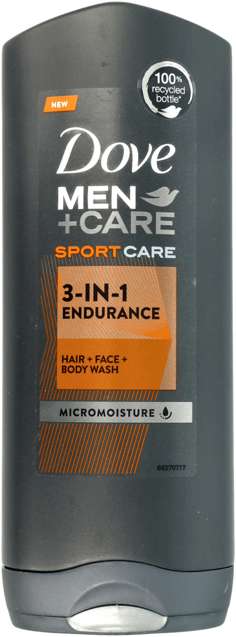 DOVE MEN+CARE,żel pod prysznic do mycia ciała twarzy i włosów, 3w1, Sport Care,przód