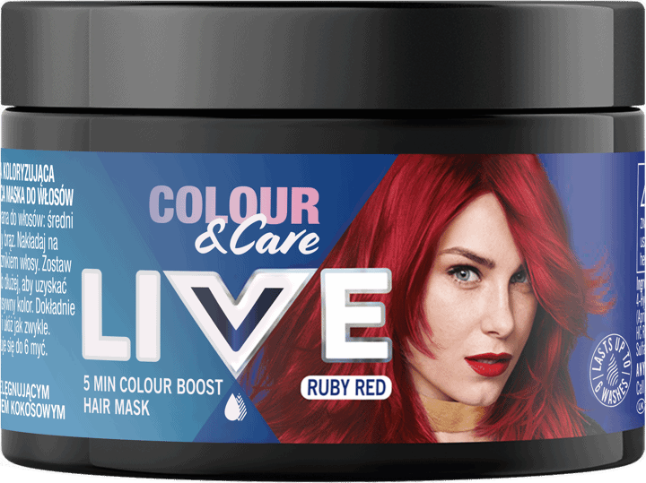 SCHWARZKOPF LIVE,5 minutowa koloryzacja i pielęgnująca maska do włosów, Ruby Red,przód
