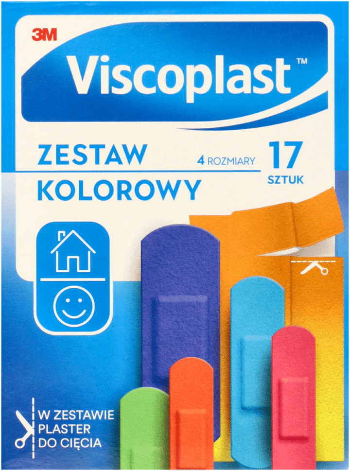 3M VISCOPLAST,plastry z opatrunkiem Zestaw Kolorowy,przód